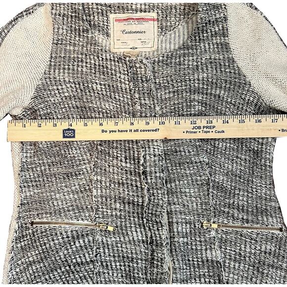 Anthropologie Cartonnier Knit Cardigan Womens M Ivory Snap Front Heavy Caridgan - Picture 8 of 9